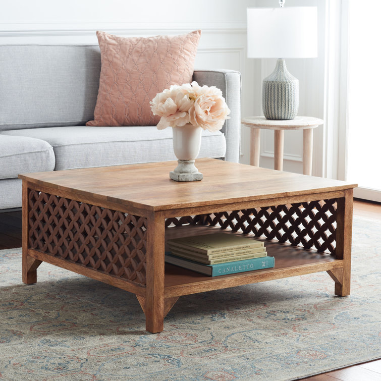 West elm carved wood deals coffee table